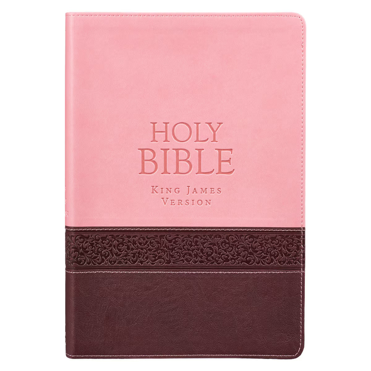 Pink and Brown Large Print Faux Leather Thinline King James Version Bi ...