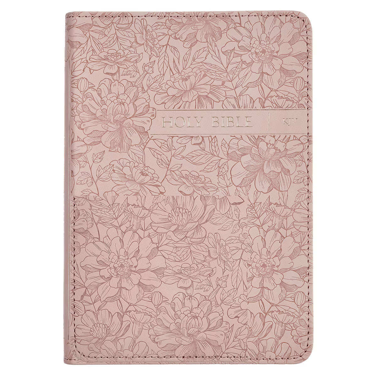 Blush Pink Floral Faux Leather Compact King James Version Bible – CFaithS