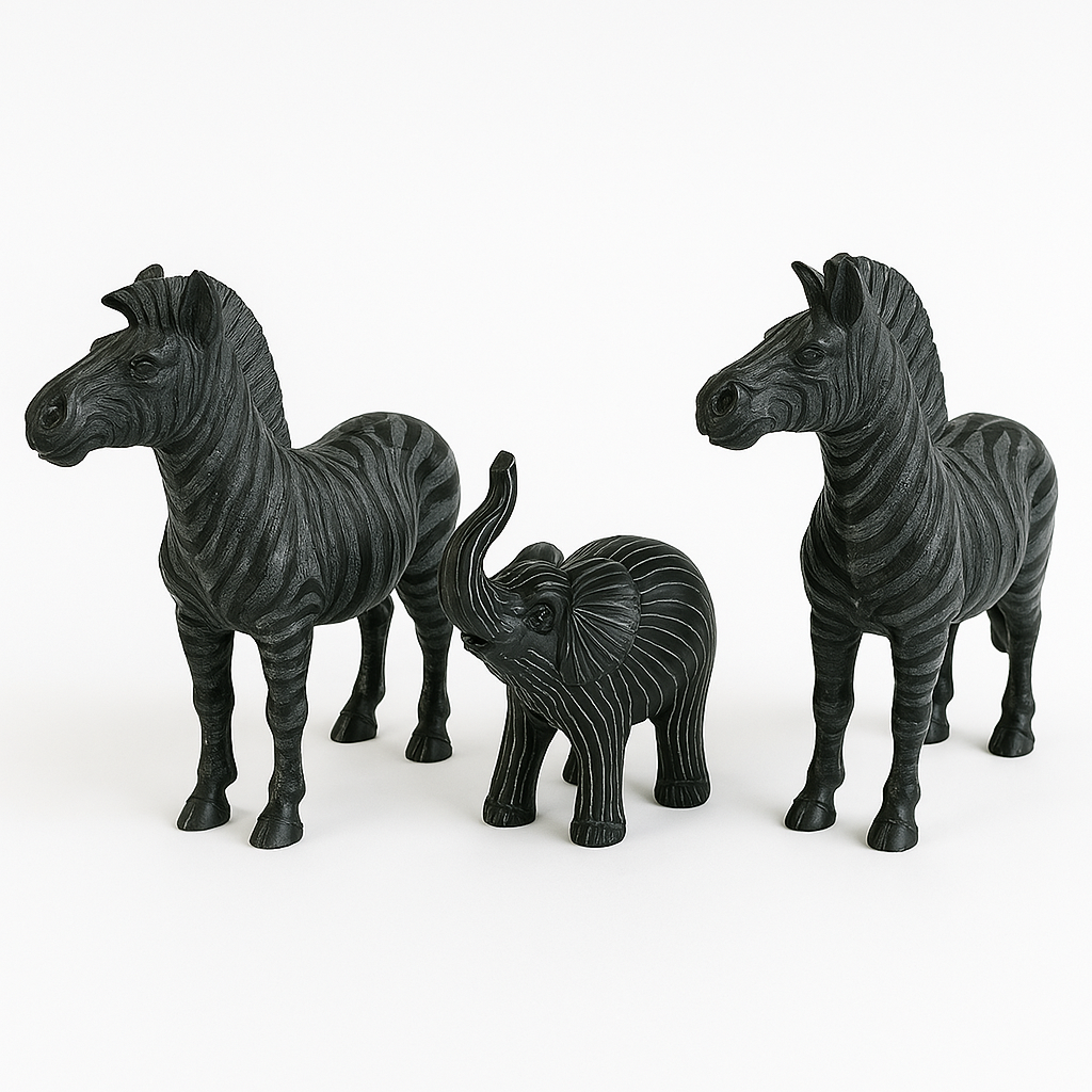 バンブーファイバー ボウル Zebra Elephant 22個　カフェ　ゼブラ Hand-Carved Style Zebra & Elephant Set – CFaithS