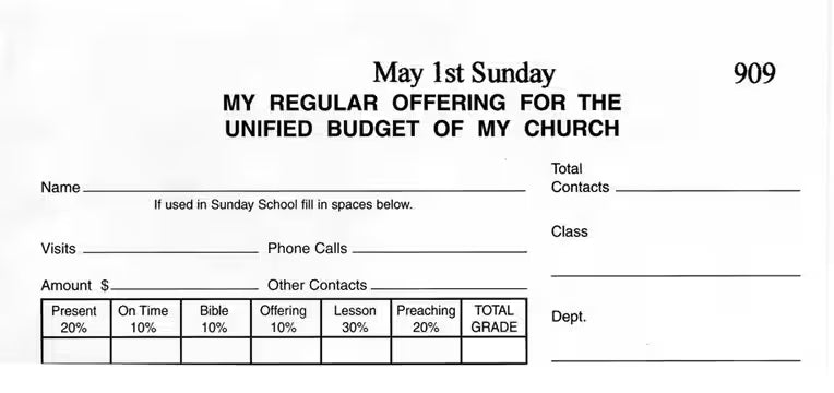 Offering Envelopes: 6-Point Record System (Boxed Set of 53): My Regular Offering for the Unified Budget of My Church
