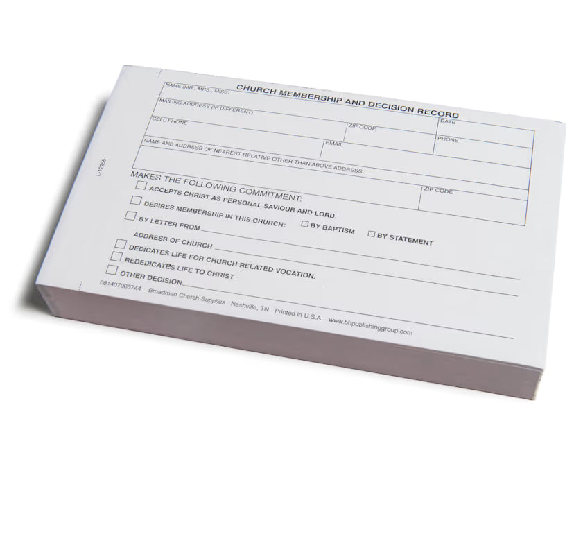 Church Membership and Decision Record - Triplicate (Package of 100): Form ACM-6