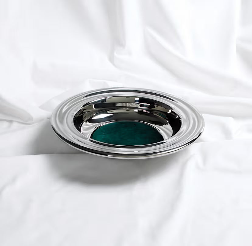 RemembranceWare: Offering Plate - Silver Finish with Green Felt