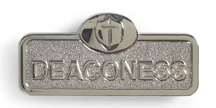 Deaconess Badge with Cross - Silver Finish: Magnetic Attachment