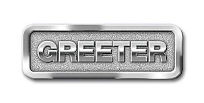 Greeter Badge - Silver Finish by Broadman and Holman