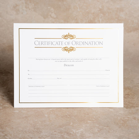 Certificate of Ordination for Deacon - Foil Stamped (Package of 6): Measure 8.5" x 11" by Broadman and Holman