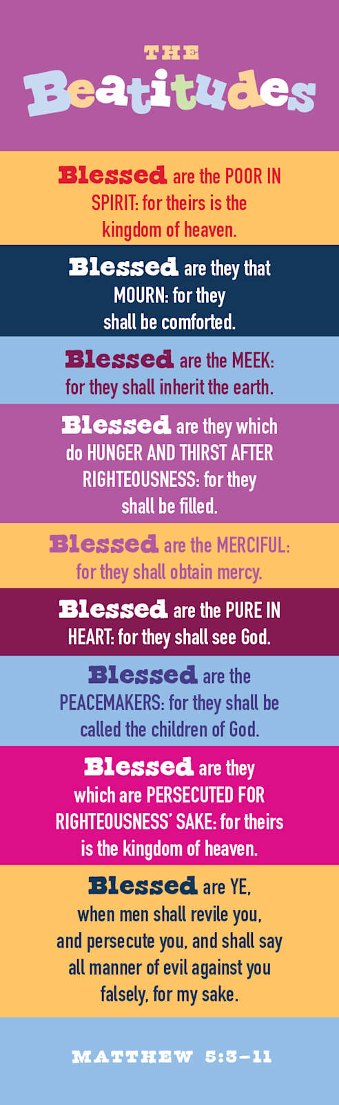 Teaching Bookmark: Beatitudes – Kids Version (Package of 25) (Pack of 25) by Broadman and Holman