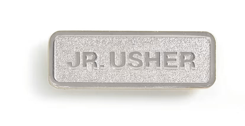 Jr Usher Badge - Silver Finish: Magnetic Attachment