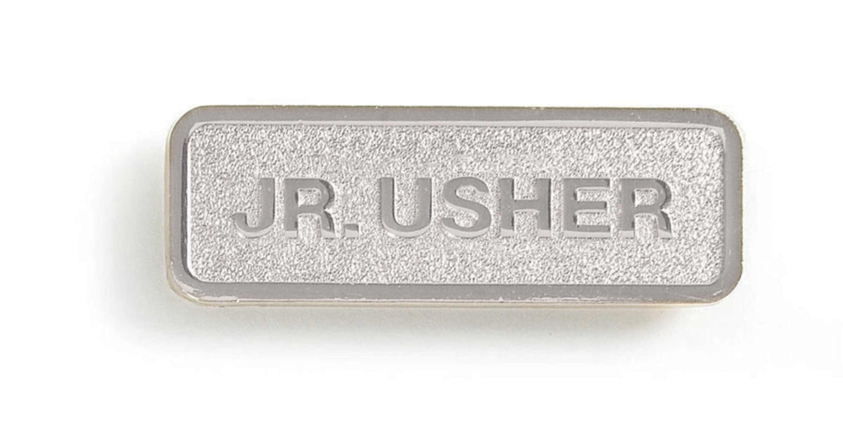 Jr Usher Badge - Silver Finish: Magnetic Attachment by Broadman and Holman
