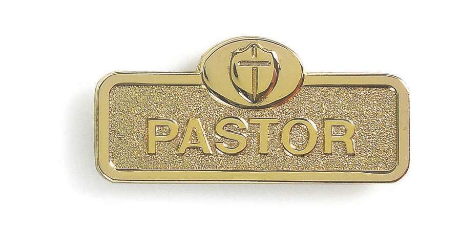 Pastor Badge with Cross - Brass: Magnetic Attachment by Broadman and Holman