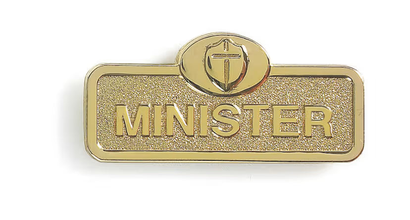 Minister Badge - Brass Finish: Magnetic Attachment