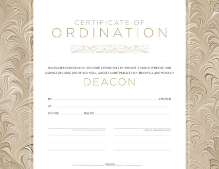 Certificate of Ordination for Deacon – Flat Opaque | Parchment-Look 8.5″×11″ | Pack of 6 by Broadman and Holman