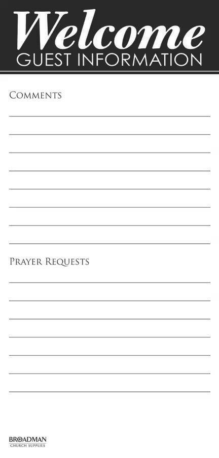 Guest Information Card - Welcome (Package of 50)