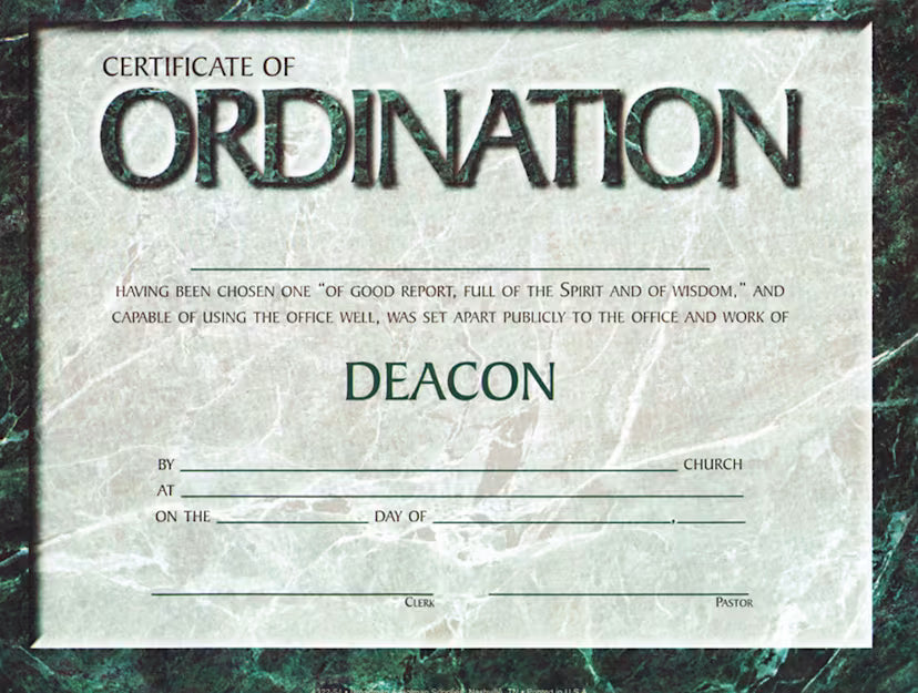 Certificate of Ordination for Deacon: Elegant Marbled Print