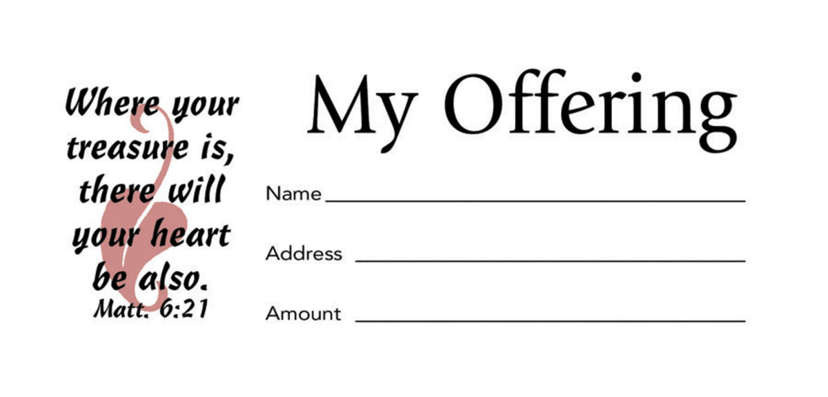 Offering Envelopes: "My Offering" - Bill-Sized (100 Pack) | Matthew 6:21 by Broadman and Holman