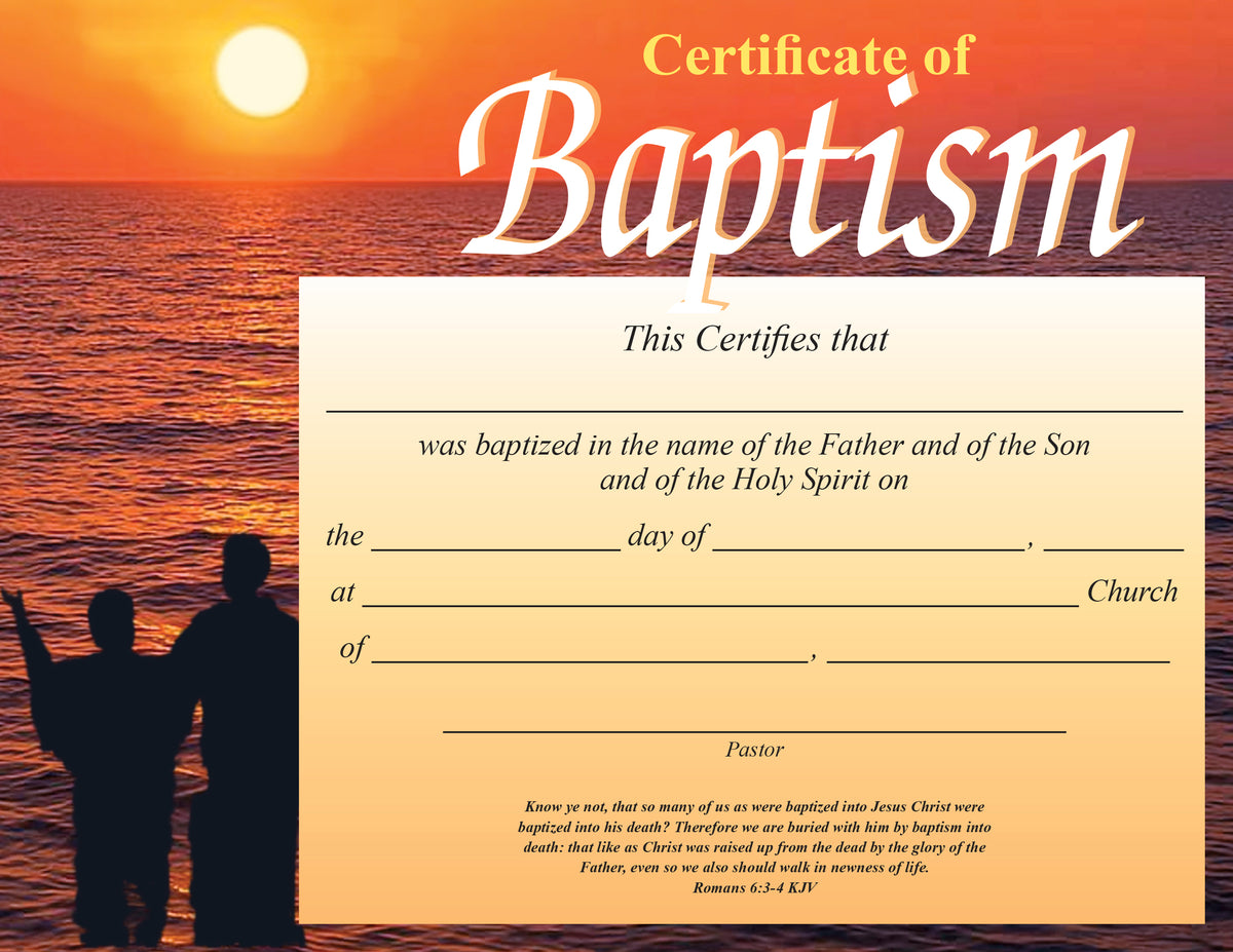 Certificate of Baptism - Flat Sunset Design (Package of 6): Romans 6:3-4 (KJV) by Broadman and Holman, Default Title