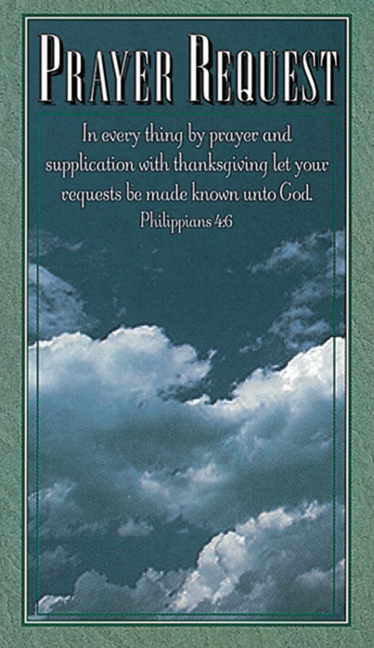 Prayer Request Pew Cards (Package of 50): Philippians 4:6 (KJV)