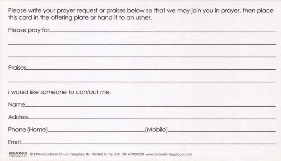 Prayer Request Pew Cards (Package of 50): Philippians 4:6 (KJV) (001148613) by Broadman and Holman, product view 2