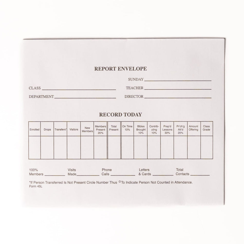 Report Envelope: Record Today (Package of 100): Form 45L by Broadman and Holman, product view 2