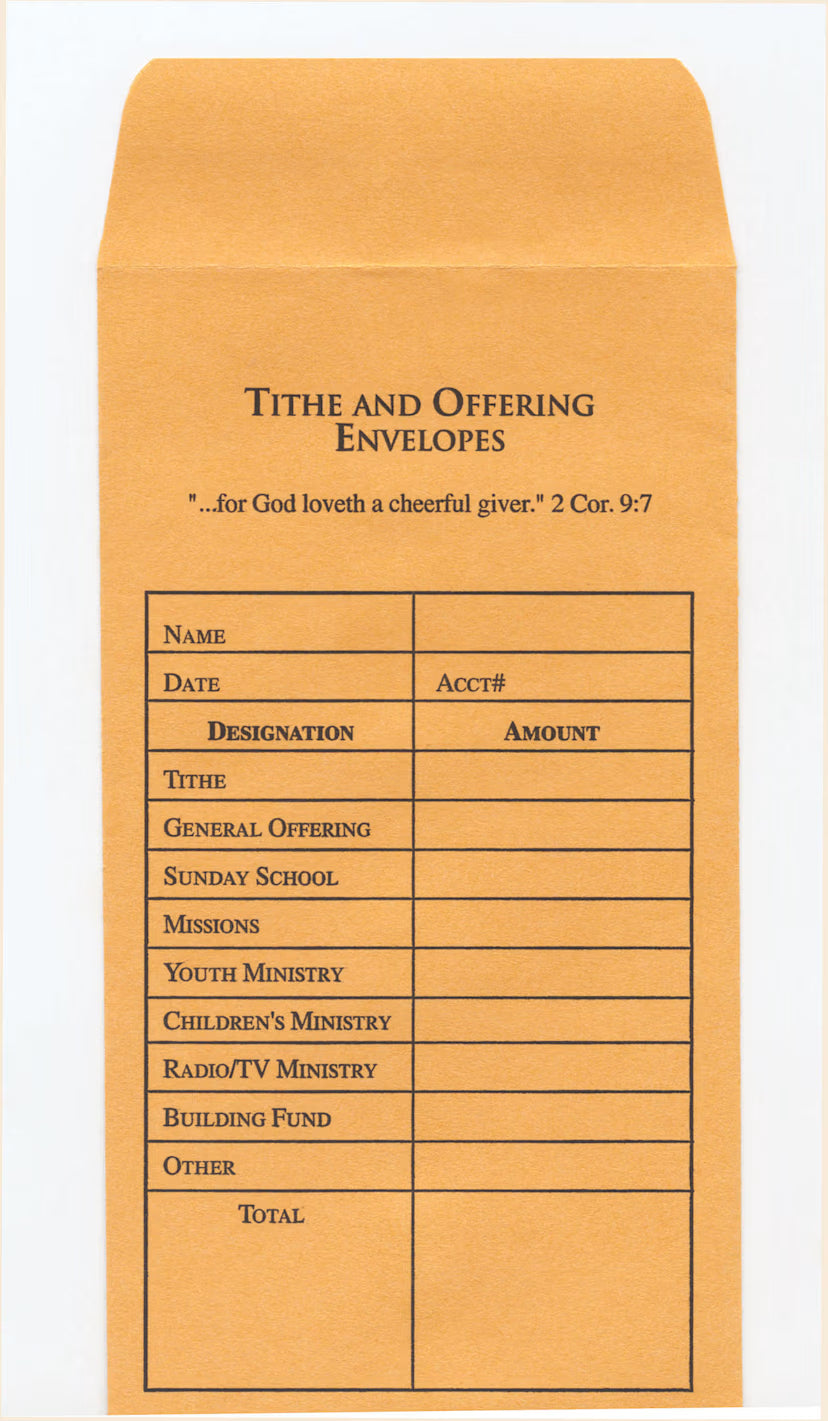 Tithe and Offering Envelope (Bill-Sized): 2 Corinthians 9:7 (KJV) – CFaithS