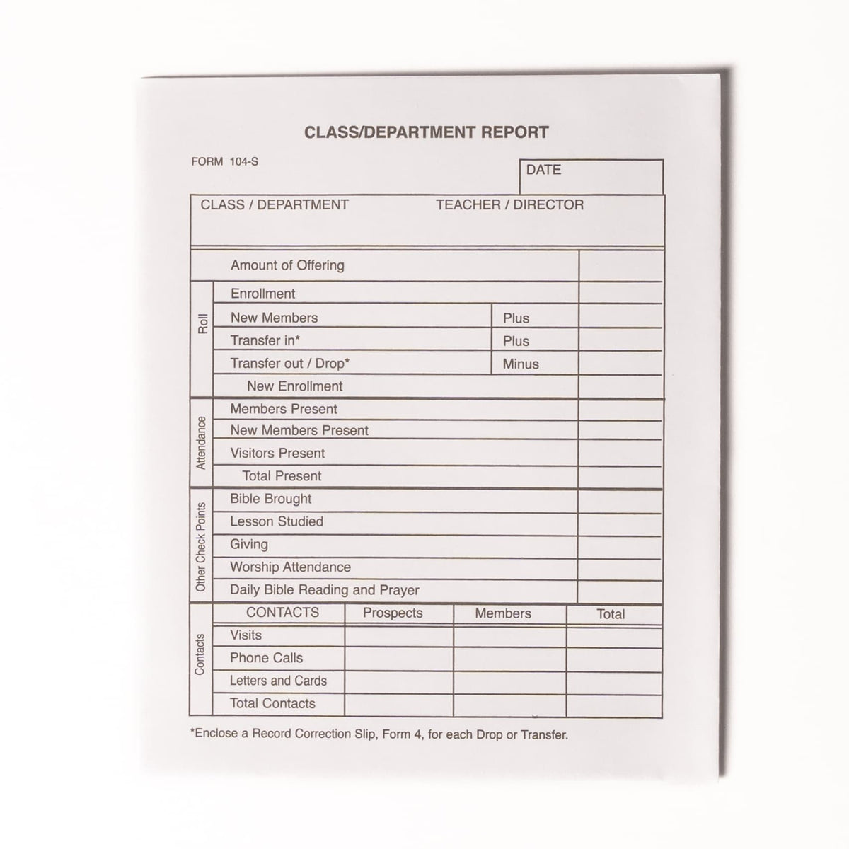 Class/Department Report Envelope (Package of 100): Form 104-S by Broadman and Holman, product view 2