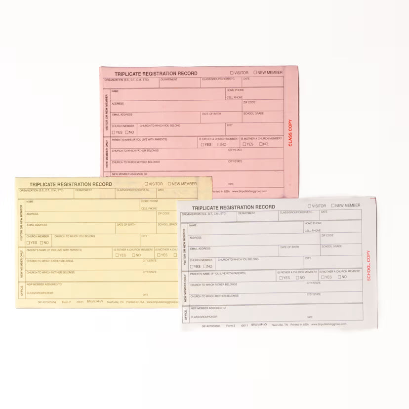 Triplicate Registration Record (Package of 100): Form 2