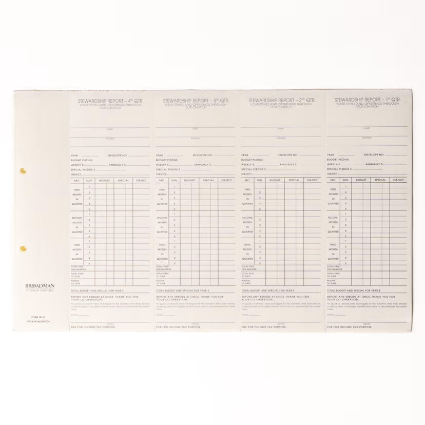 Individual Stewardship Record and Report with IRS Statement: Form SR-11