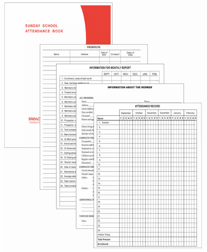 Sunday School Attendance Book: Form 182-S