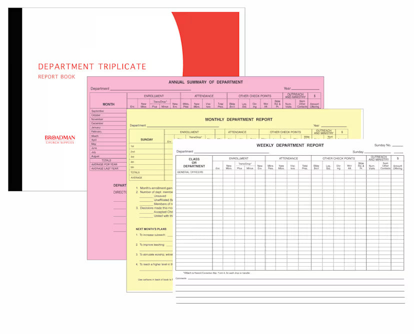 Department Triplicate Report Book: Form 180-S