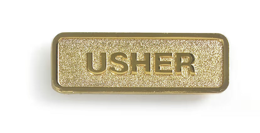Usher Badge - Brass Finish: Magnetic Attachment