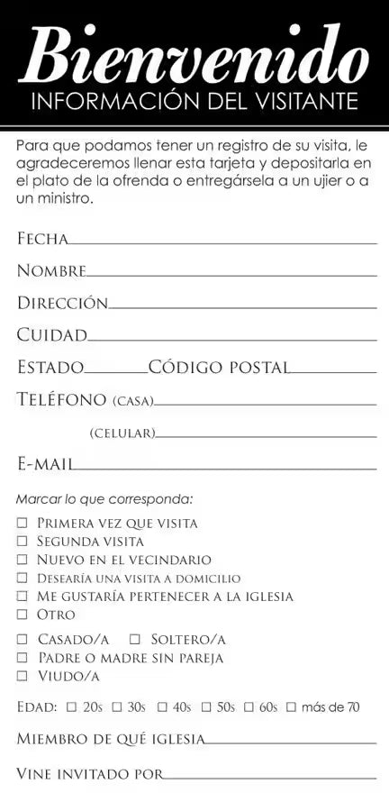Tarjeta para visita (Visitor Card)