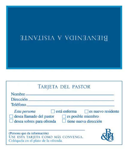 Bienvenida de visitante: Tarjeta del pastor (Package of 100): Form WV-7