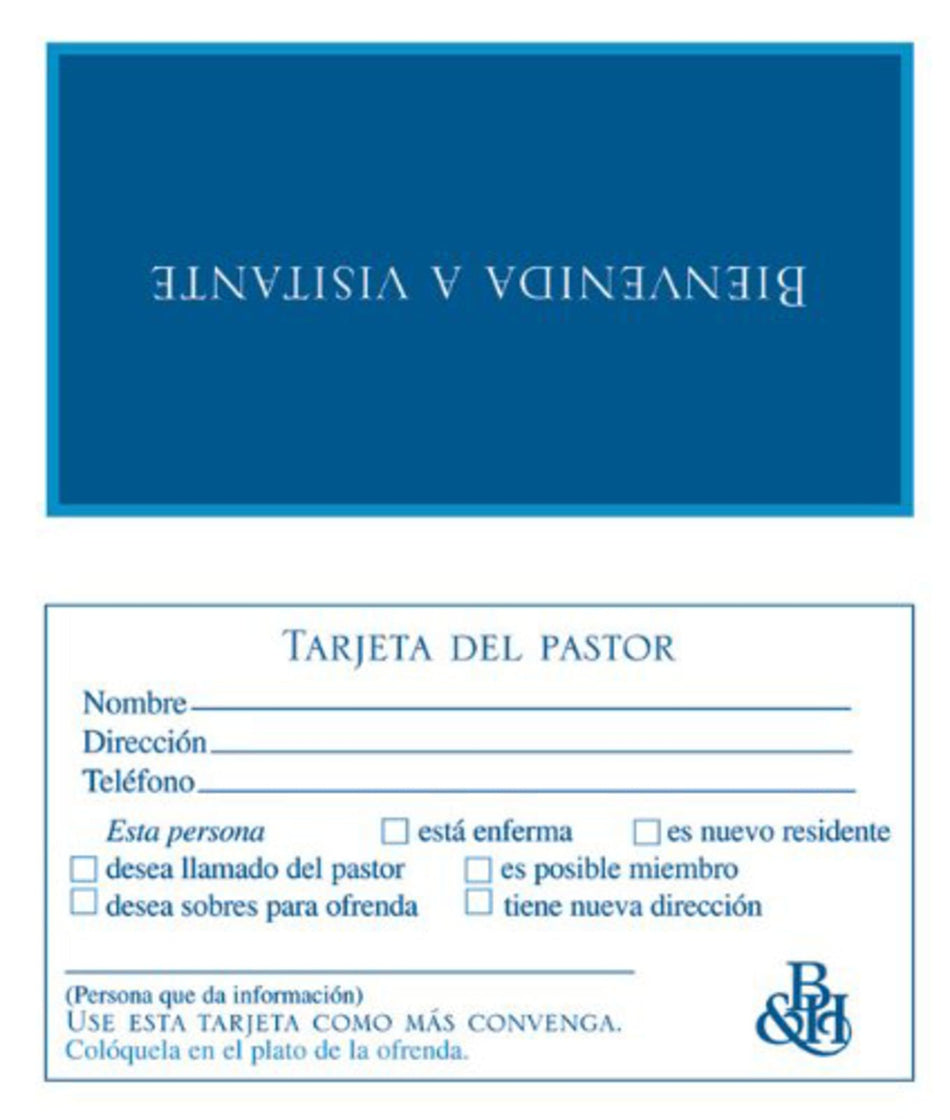 Bienvenida de visitante: Tarjeta del pastor (Package of 100): Form WV-7 by Broadman and Holman