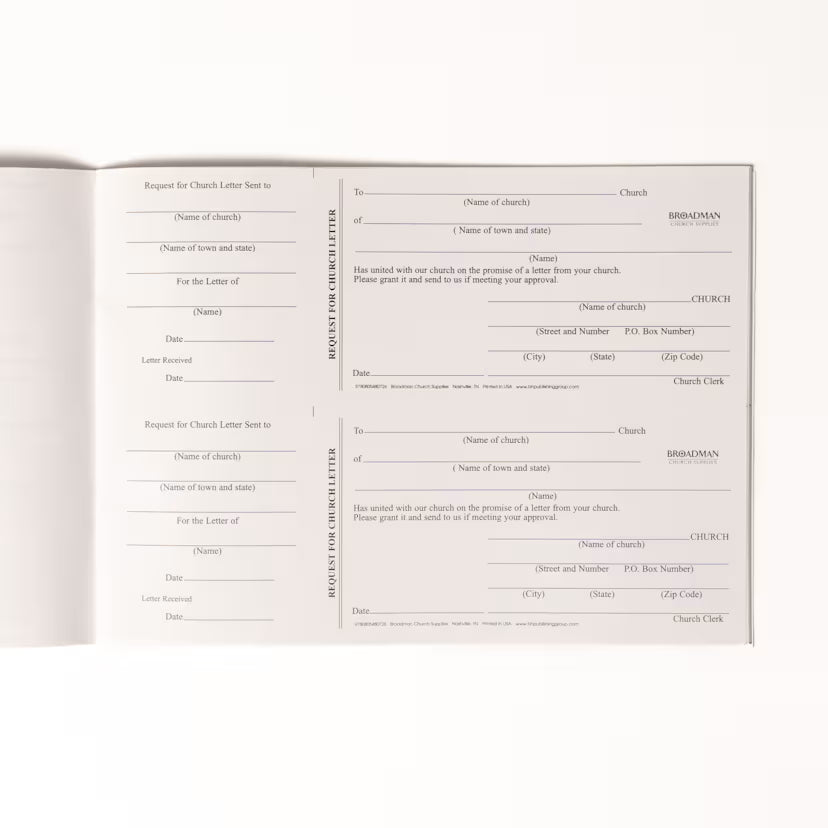 Church Letter Request Forms - Perforated (Book of 50): Form RCL