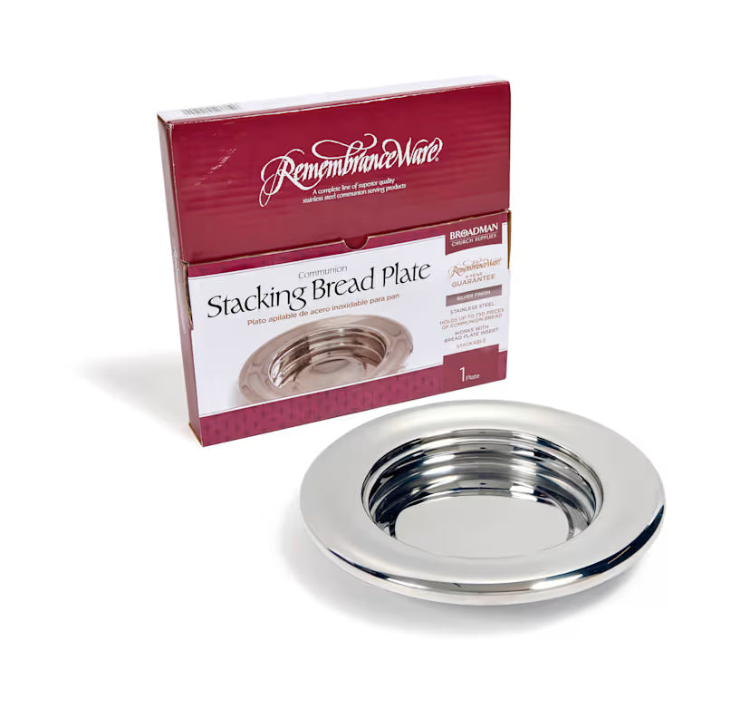 RemembranceWare: Communion Stacking Bread Plate - Silver Finish: Stainless Steel / Holds Up to 750 Pieces of Communion Bread / Works with Bread Plate Insert / Stackable