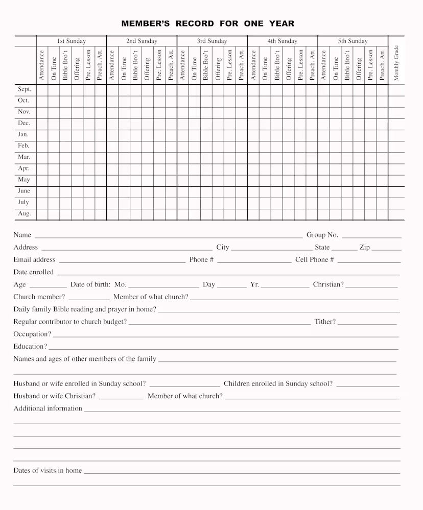 Class Record Book: No. 82 / Members Yearly Record