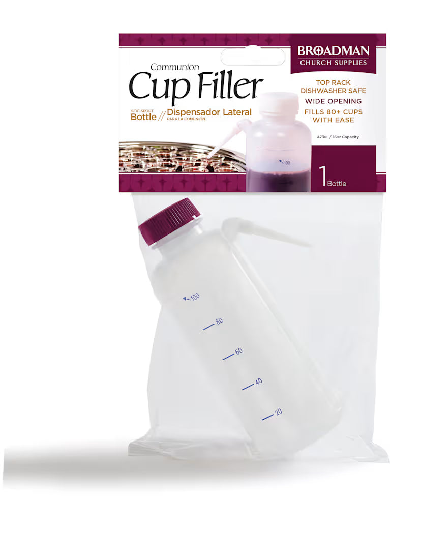 Communion Cup Filler with Side-Spout (16 oz. Bottle): Top Rack Dishwasher Safe / Wide Opening / Fills 80+ Cups with Ease