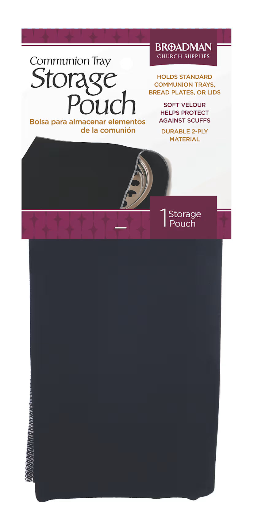 RemembranceWare: Communion Tray Storage Pouch: Holds Standard Communion Trays, Bread Plates, or Lids / Soft Velour Helps Protect Against Scuffs / Durable 2-Play Material
