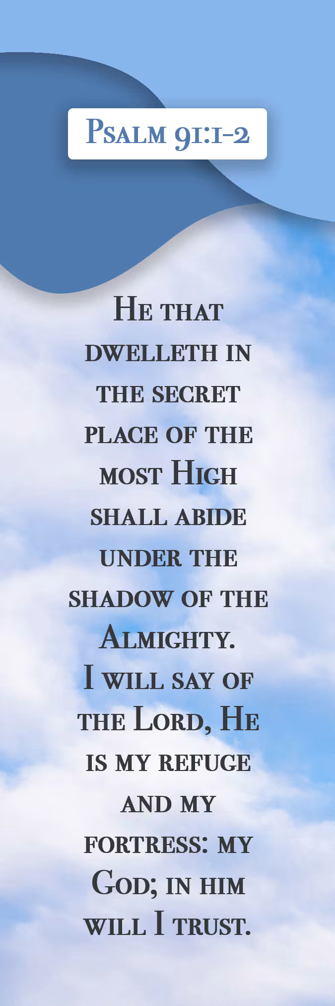 Inspirational Bookmark: The Most High (Package of 25): Psalm 91:1-2 (KJV)