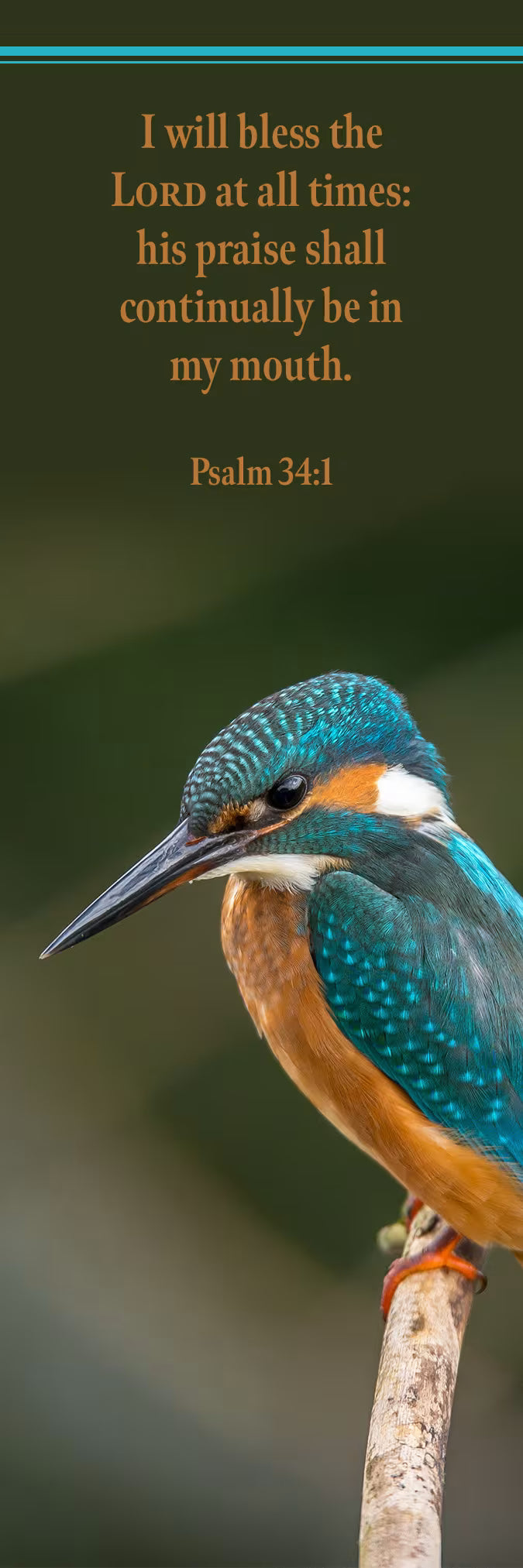 Inspirational Bookmark: At All Times (Package of 25): Psalm 34:1 (KJV)