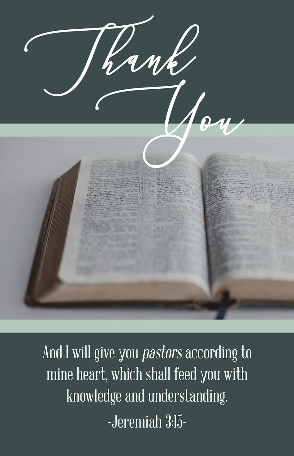 Pastor Appreciation Bulletin: Thank You (Pkg of 100): Jeremiah 3:15 (KJV) by Broadman and Holman