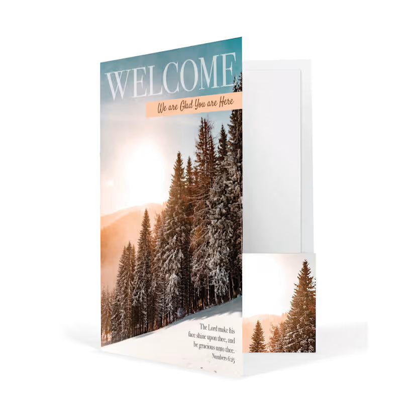 Welcome Folder: We Are Glad You Are Here - Winter (Package of 12): Numbers 6:25 (KJV)