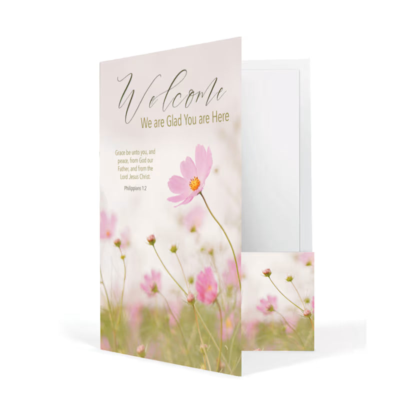 Welcome Folder: We Are Glad You Are Here - Spring (Package of 12): Philippians 1:2 (KJV)