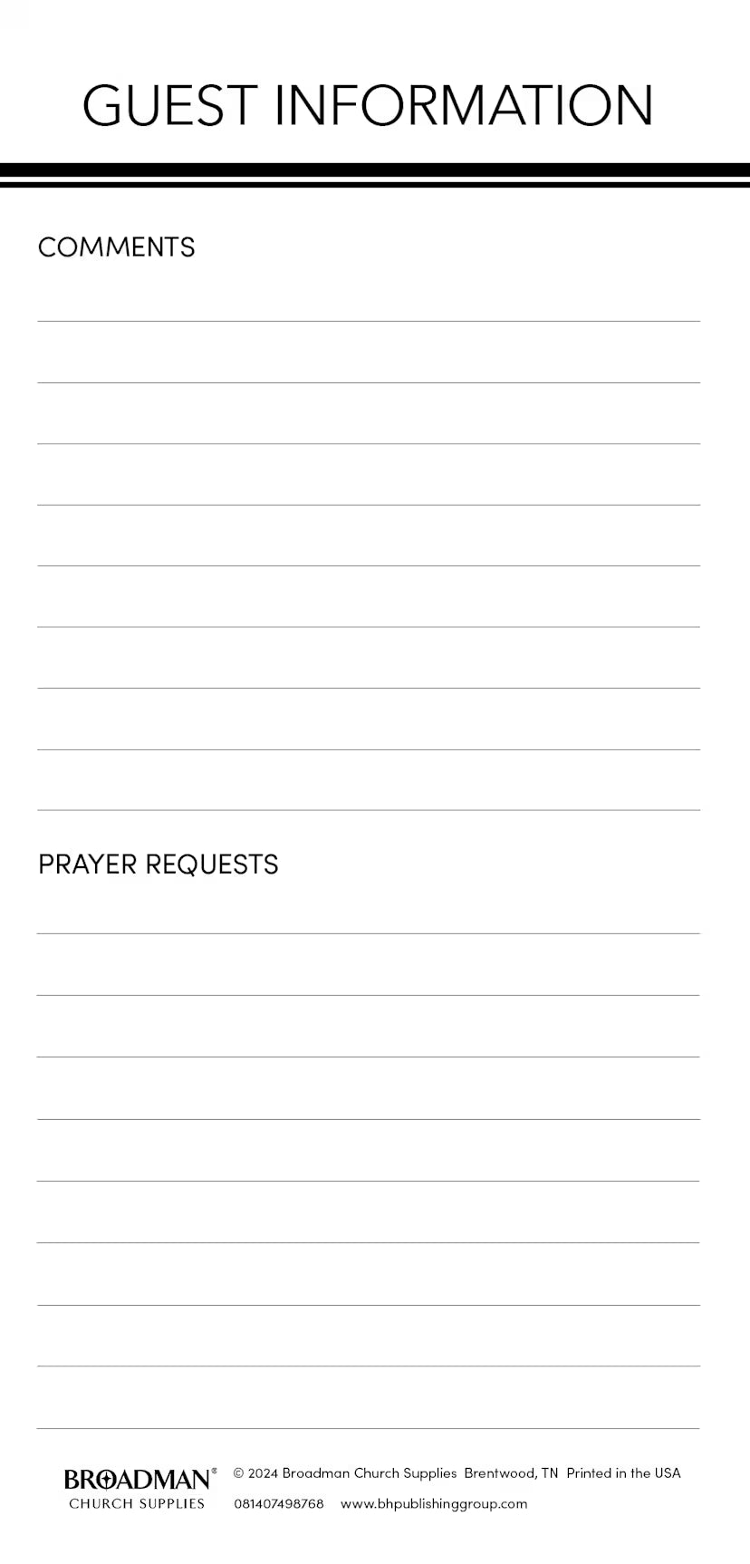 Guest Information Card: Welcome - Winter (Package of 50)