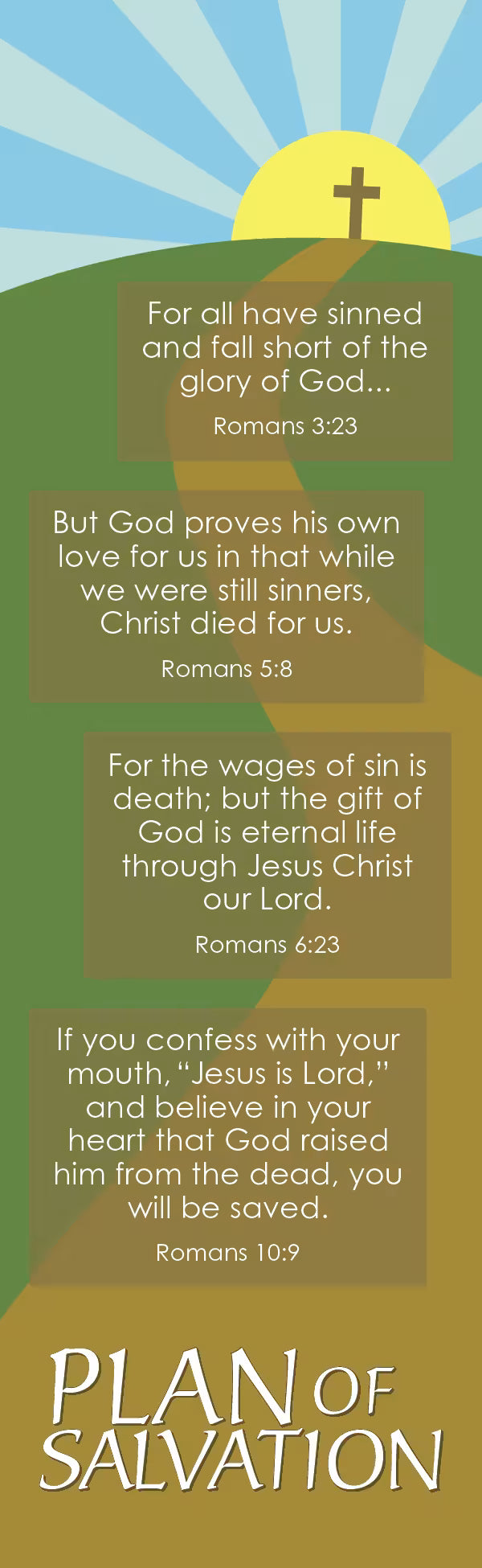 Teaching Bookmark: Plan of Salvation - Kids (Package of 25): Romans 3:23, Romans 5:8, Romans 6:23, Romans 10:9 (CSB)