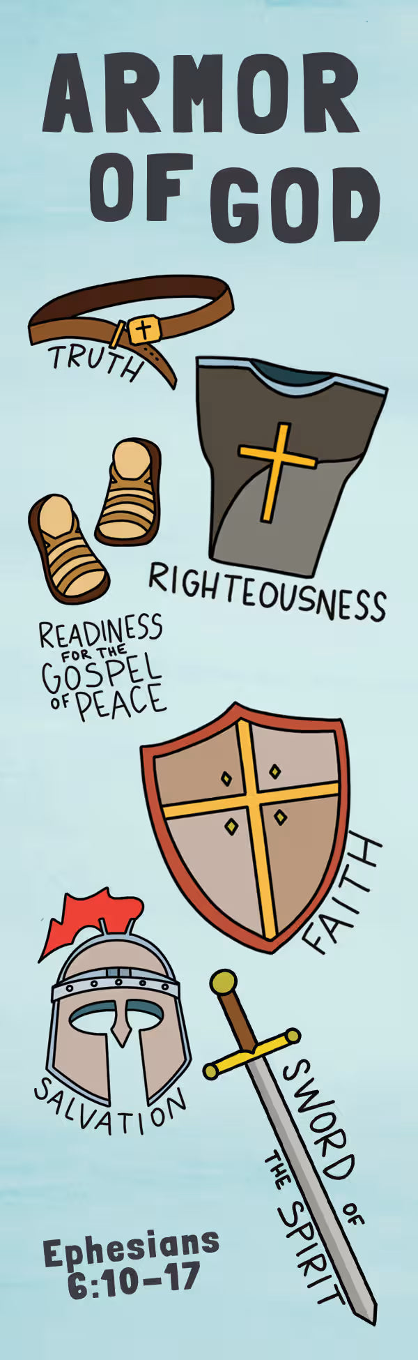 Teaching Bookmark: Armor of God - Kids (Package of 25): Ephesians 6:10-20 (CSB)