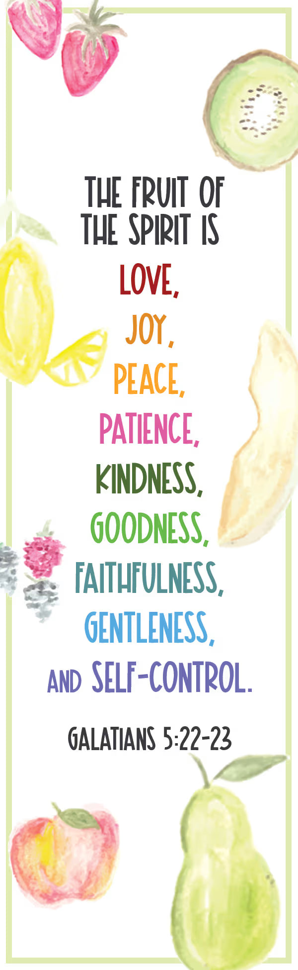 Teaching Bookmark: Fruit of the Spirit - Kids (Package of 25): Galatians 5:22-23 (CSB)