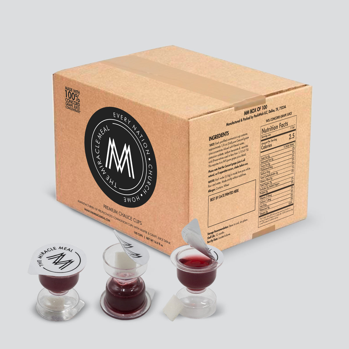 The Miracle Meal Chalice Pre-filled Communion Cups: 100% Concord Grape ...
