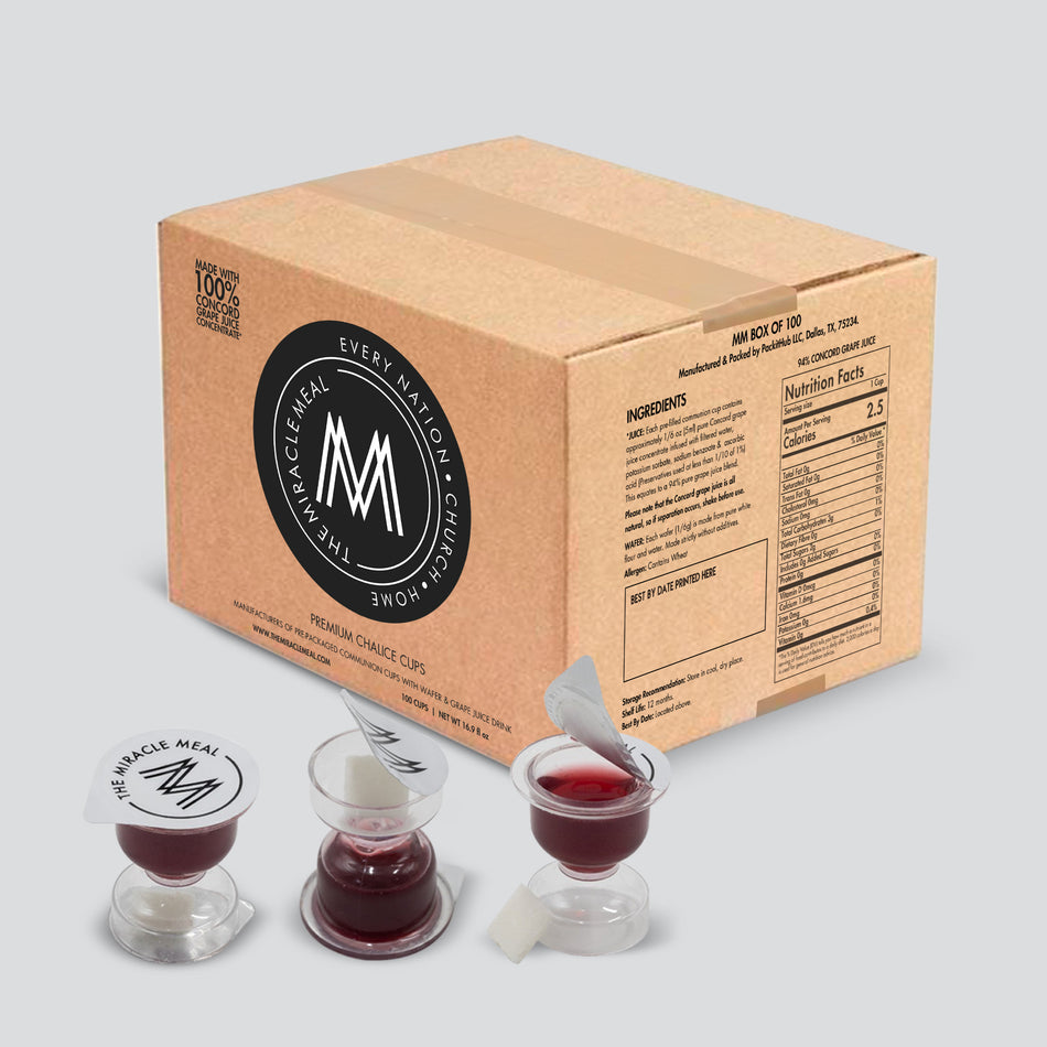 The Miracle Meal Chalice Pre-filled Communion Cups: 100% Concord Grape Juice & Gluten-Free Wafer
