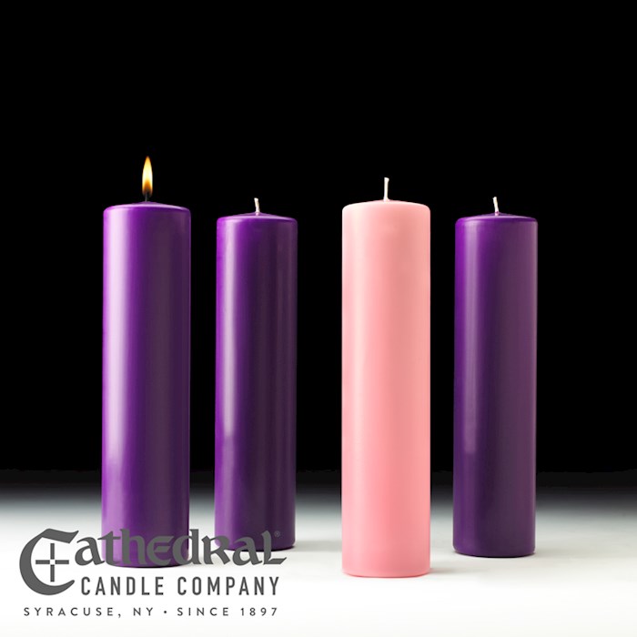 Advent Candle-3 Purple/1 Rose (3" x 18")-51% Beeswax