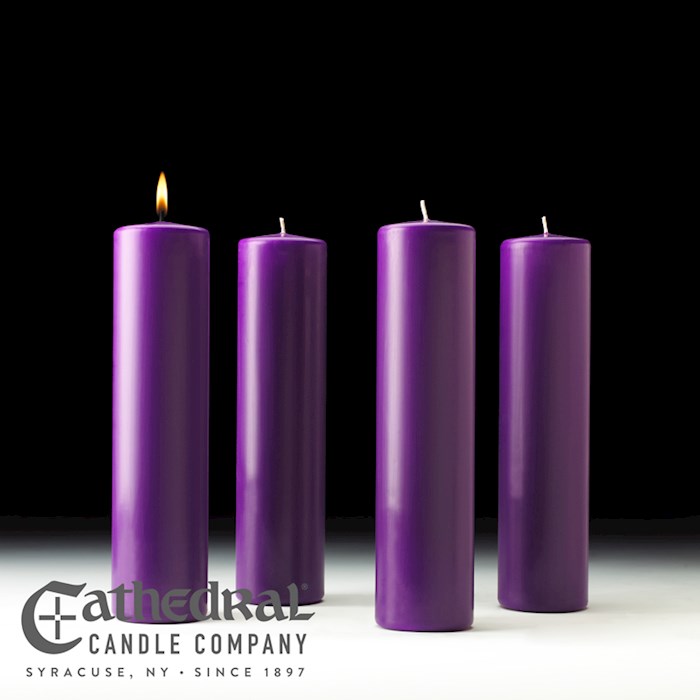 Advent Pillar Candle-4 Purple (3" x 12")-Stearine/SHE
